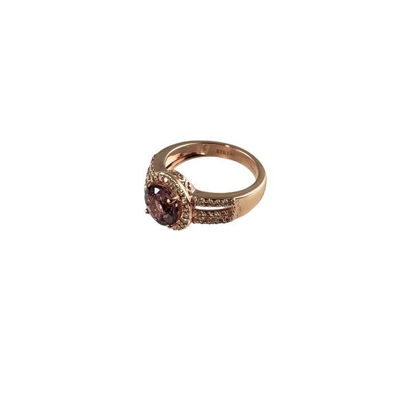 14K RG Rhodolite Garnet & Champagne Diamond Ring Size 8 JAGi Certified #13889 - Picture 5 of 16